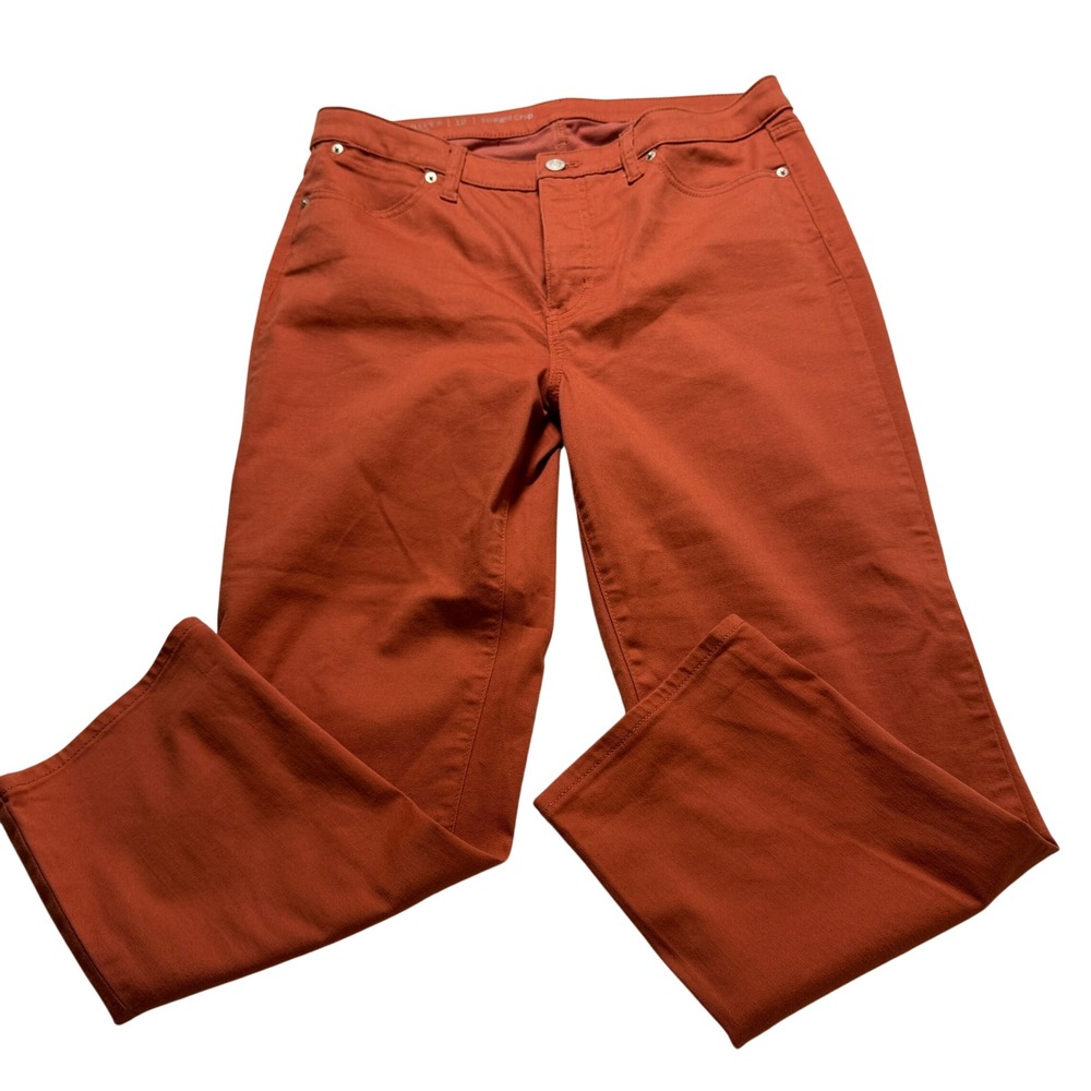 Talbots Straight Crop Pants Womens 12 Burnt Orange Flawless Stretch Cotton Blend